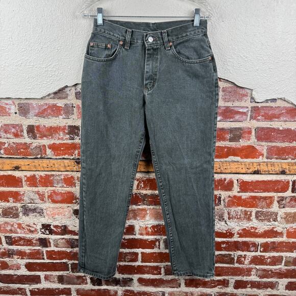Vintage Lee Jeans Size 28 Grey Green High Rise Tapered Leg Relaxed Fit 90s - Picture 1 of 7